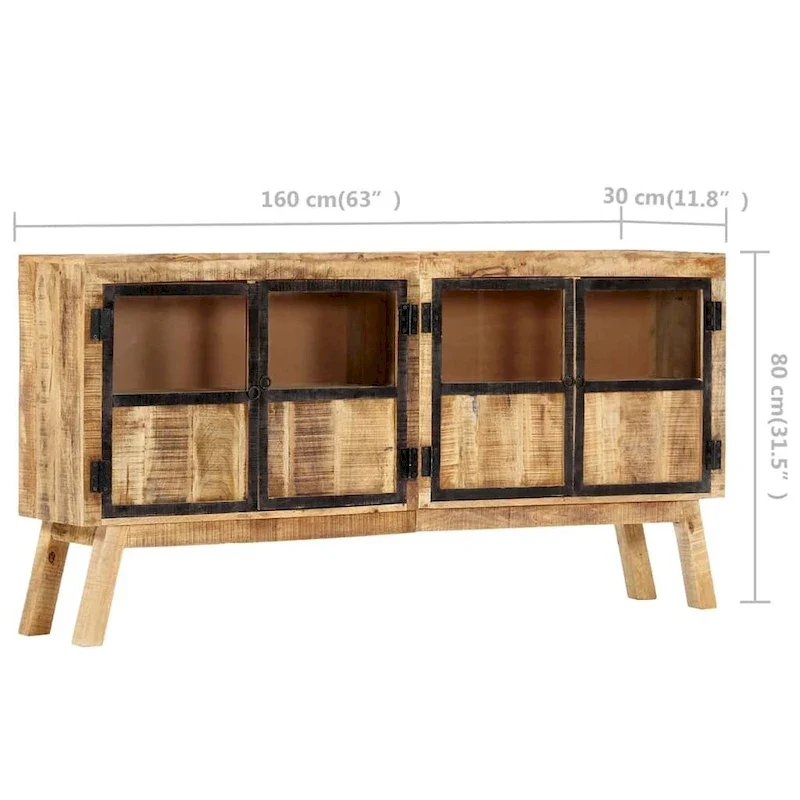 Sideboard Brown and Black 63x11.8x31.5 Solid Rough Mango Wood