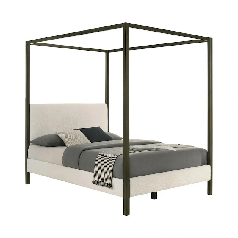 Mellie Vanilla Upholstered Canopy Bed