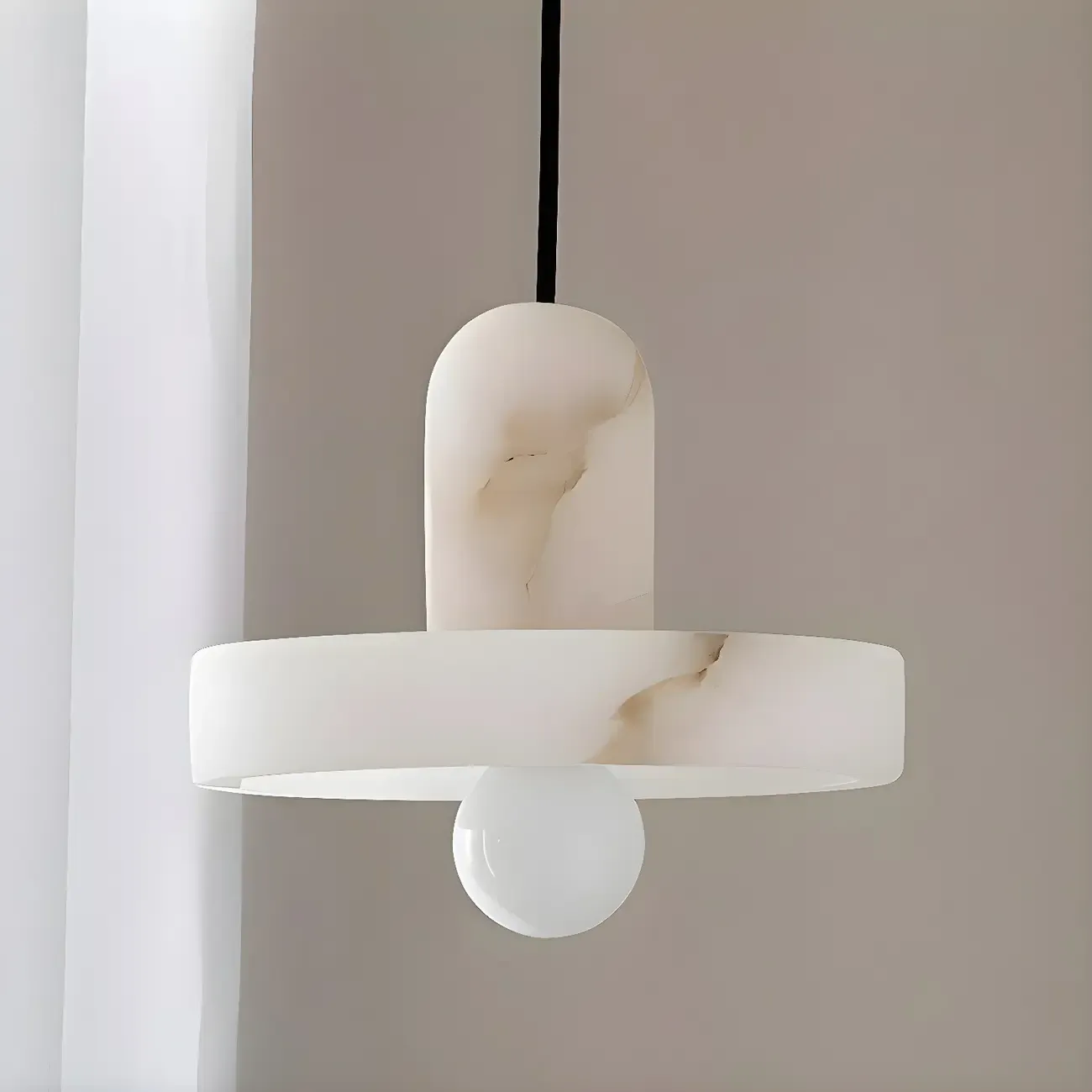 Modern Pendant Chandelier with White Agate Shade