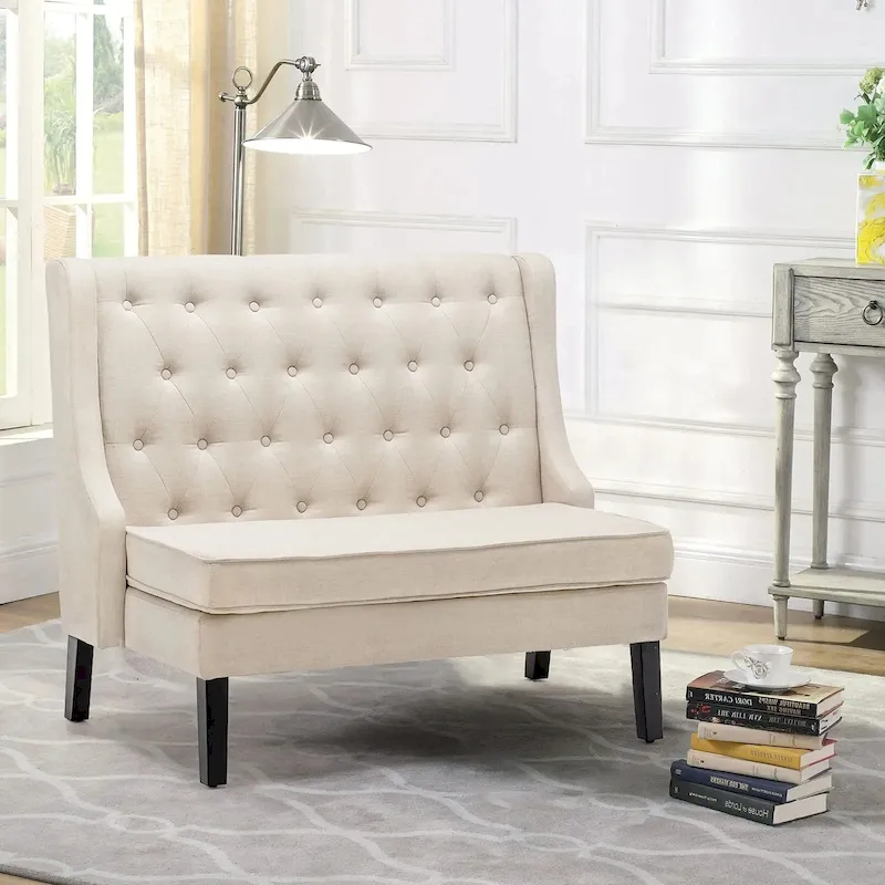 Modern Settee Bench ,loveseat Sofa Loveaseat Settee Sofa Bench High Back for Dining Living Room Hallway or Entryway Seating