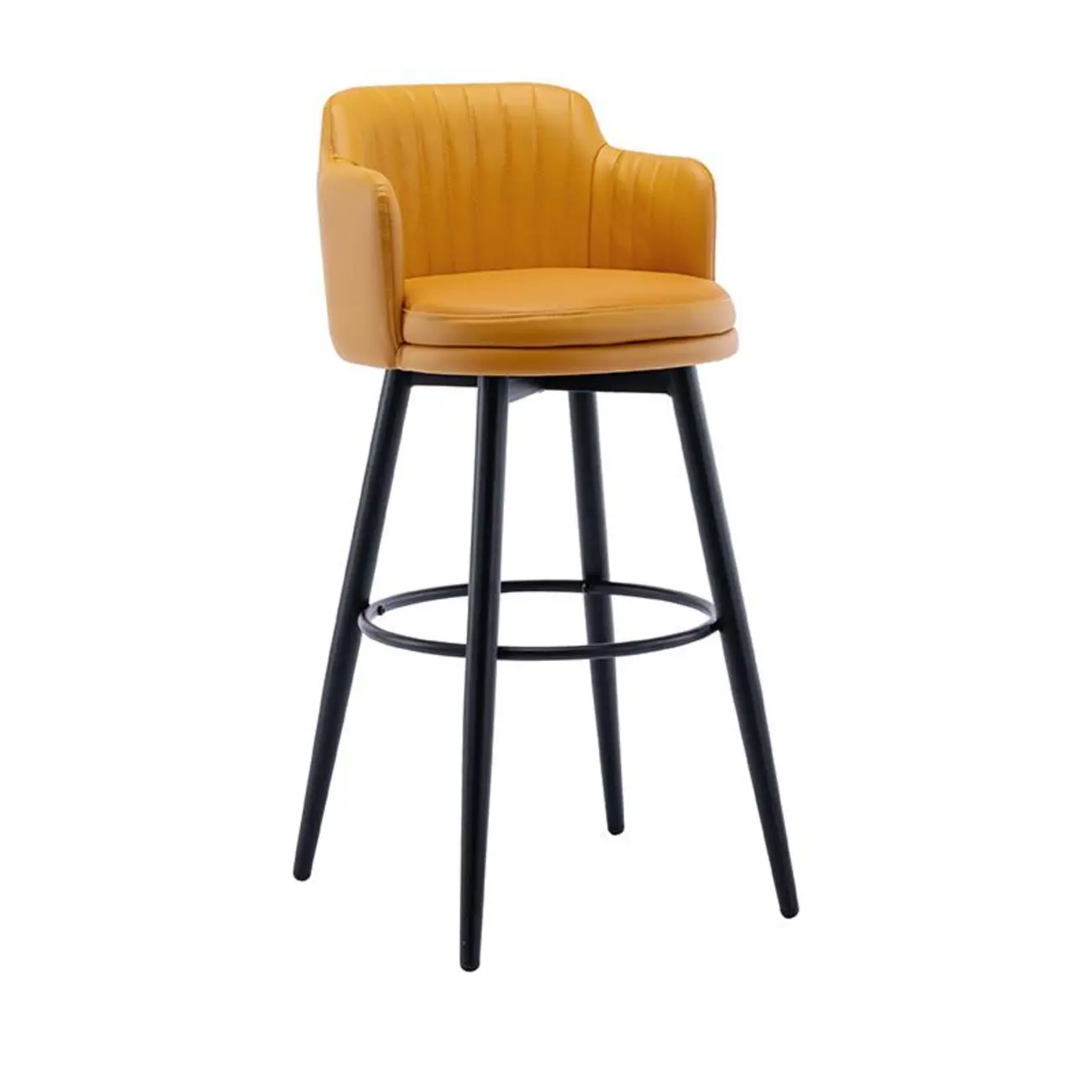 Modern Round Upholstered Curved Back Bistro Swivel Bar Stool