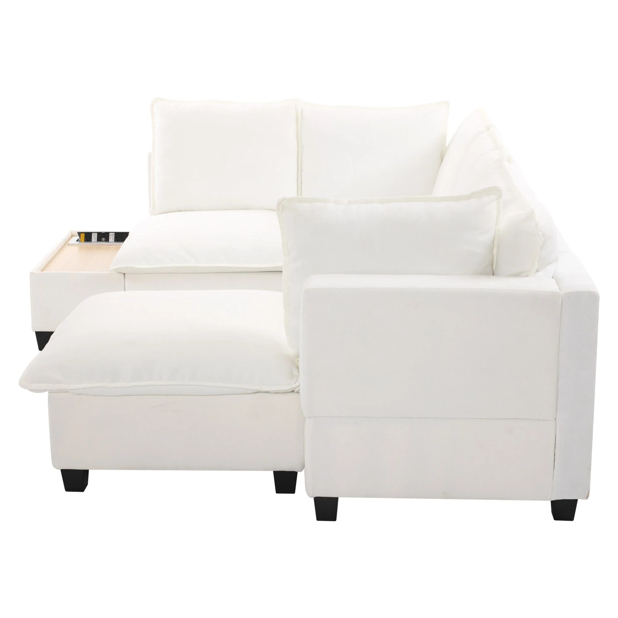 Walker Edison | Cloud Modular U-shaped Sectional Sofa with Ottoman and Coffee Table