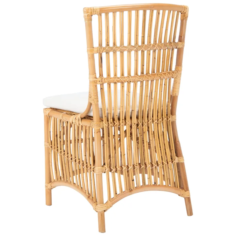 SAFAVIEH Patty Rattan Accent Chair with Cushion (Set of 2) - 19.7 W x 22.1 L x 35.4 H - 20Wx22Dx35H