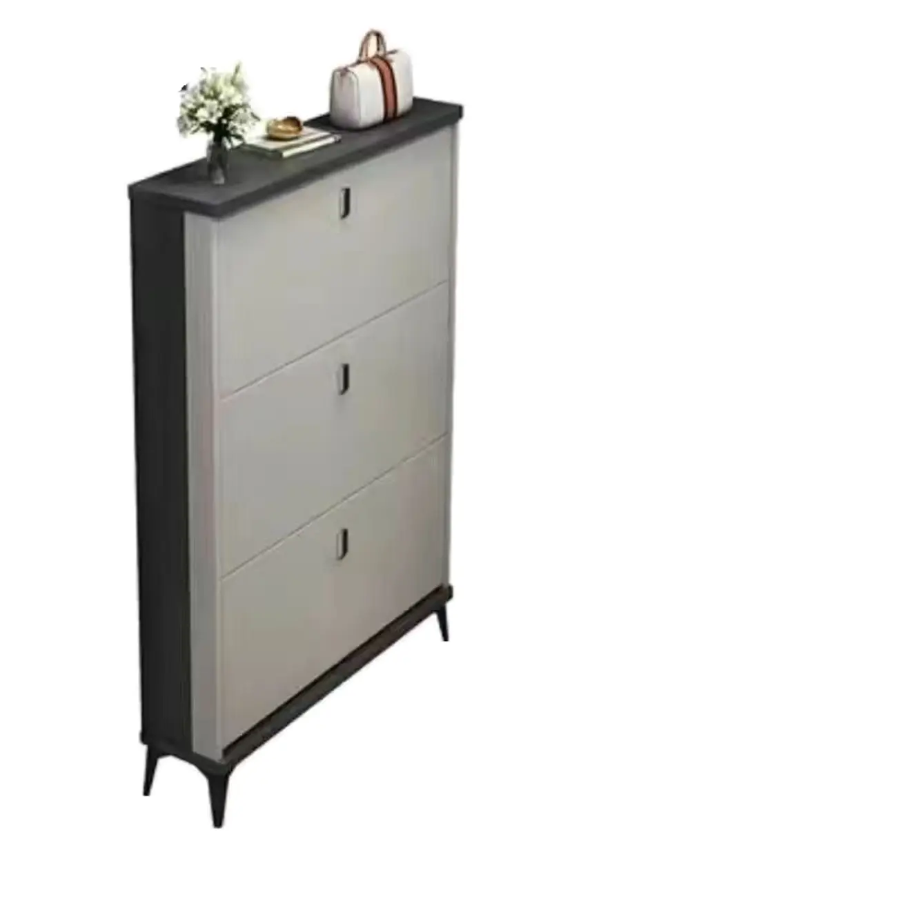Modern Wood Shoe Cabinet with Adjustable Shelves