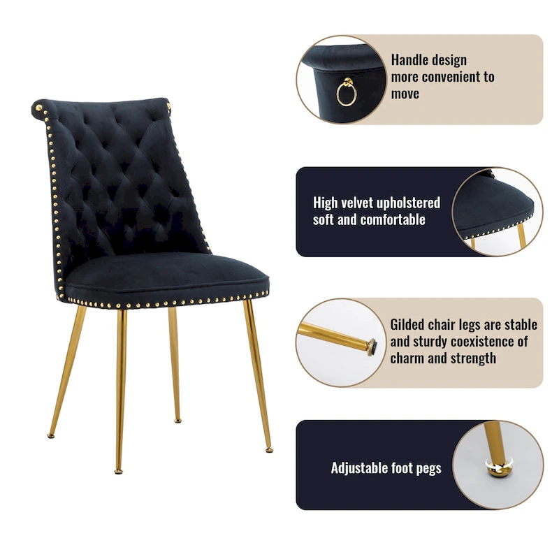 7-Piece Clihome Walut Wood Dining Table with Velvet Chair Dining Chair