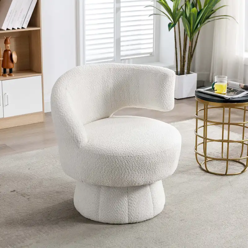 360 Degree Swivel Cuddle Barrel Accent Chairs with Wide Upholstered