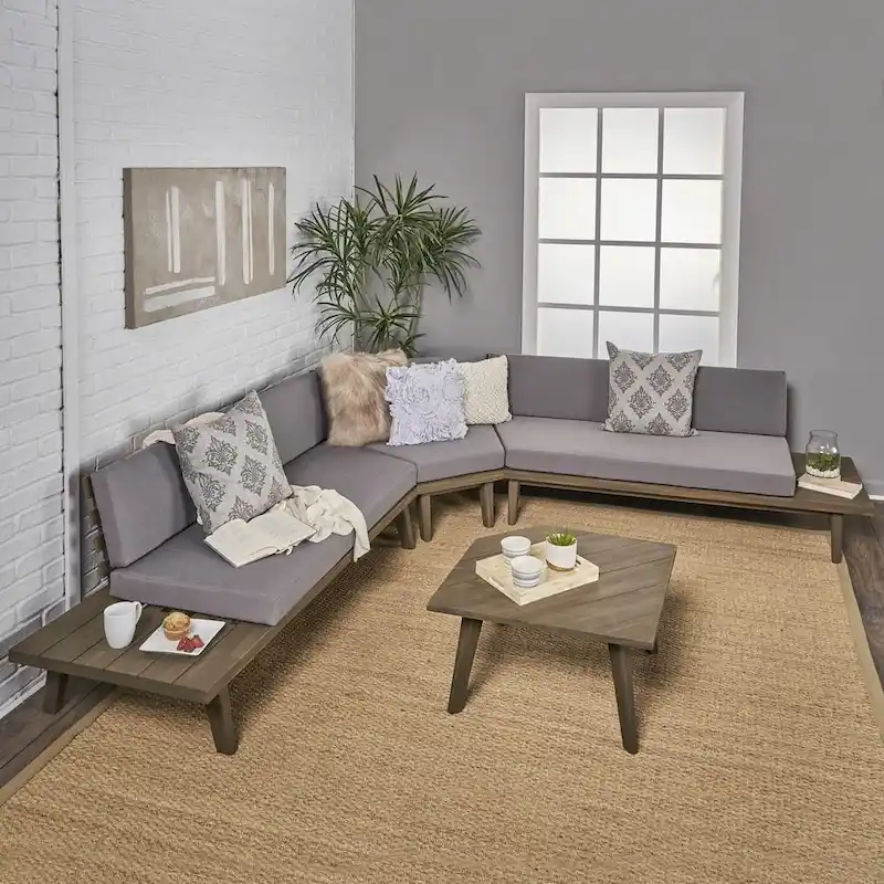 Minimalist V-shaped Wood Sectional