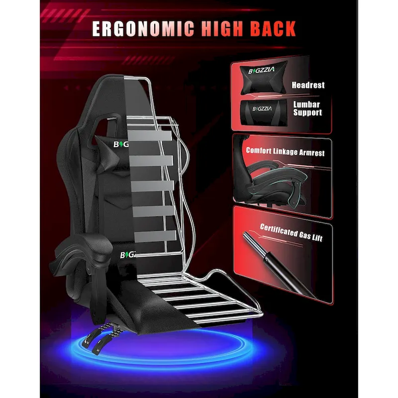 RGB Gaming Chair with LED Lights and Ergonomic Computer Chair
