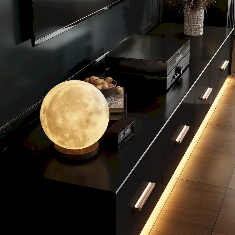 Black Entertainment Center Spacious Luxurious TV Stand Golden Accents - 70.9