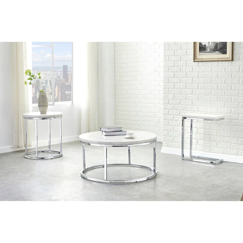 White Marble Top Round Coffee Table