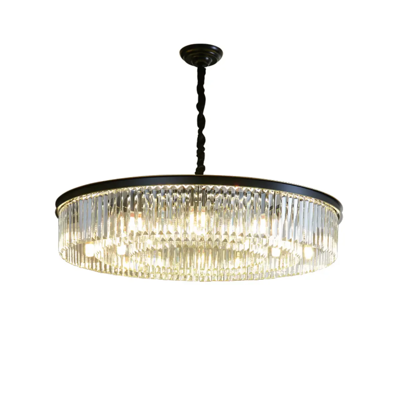 Adjustable Black Round Modern Crystal Chandelier