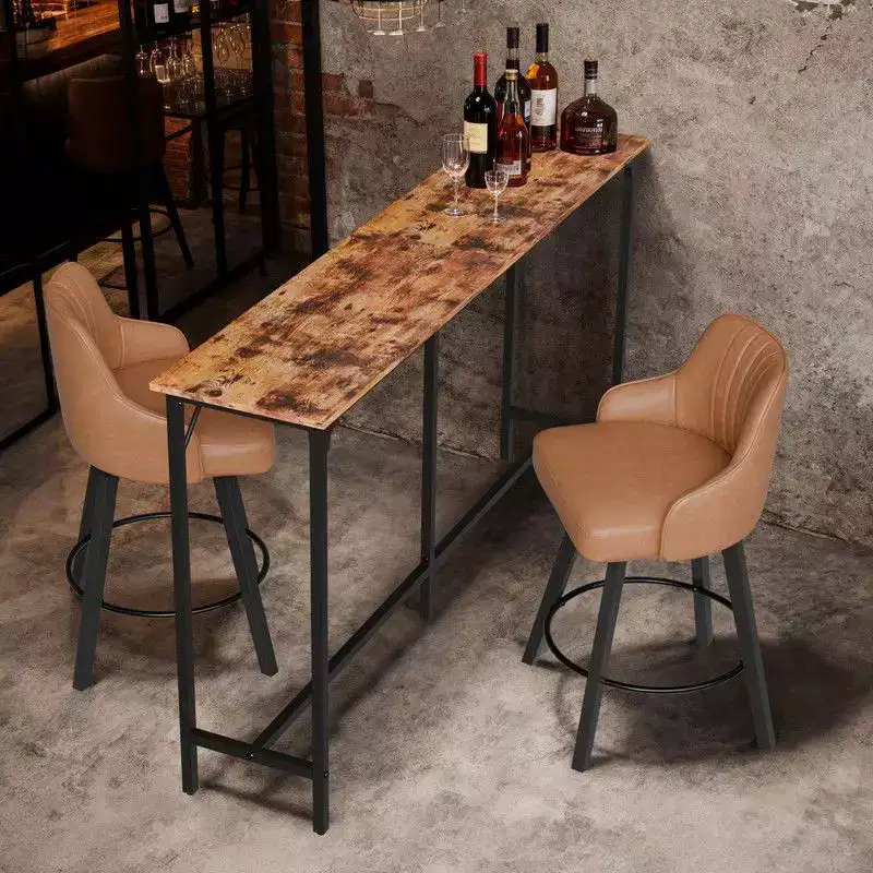 Karl Home 71'' Counter Height Bar Dining Table with Metal Frame , Pub Sofa Table for Kitchen and Living Room