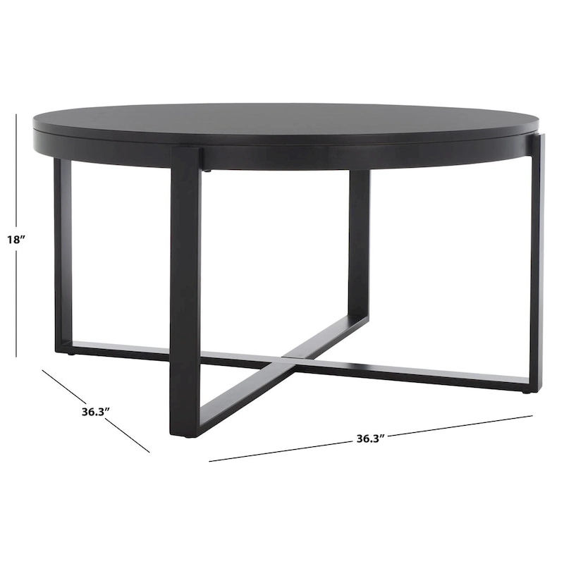 SAFAVIEH Deetta White Marble/ Black Round Coffee Table - 36 W x 36 D x 18 H - 36Wx36Dx18H