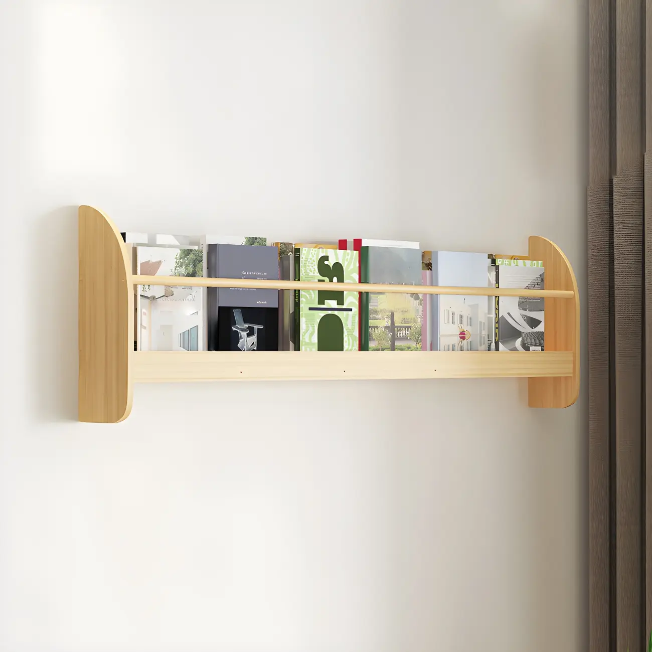 Modern Slim Wood Wall-Mounted Bookshelf