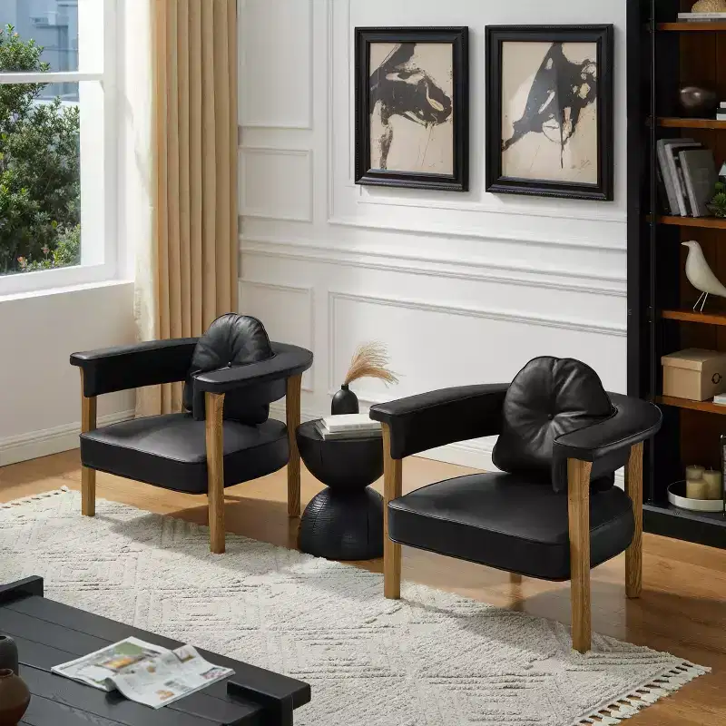 Art Leon Leather Chair with Ash Wood Frame