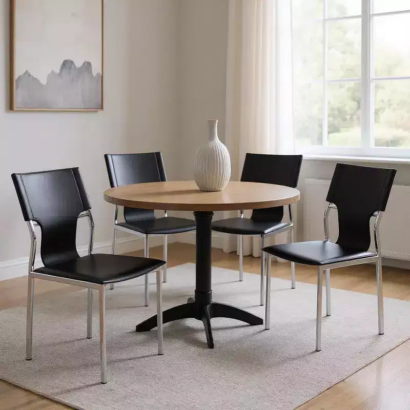 Black Metal Ladder Back Dining Chairs, Set of 4