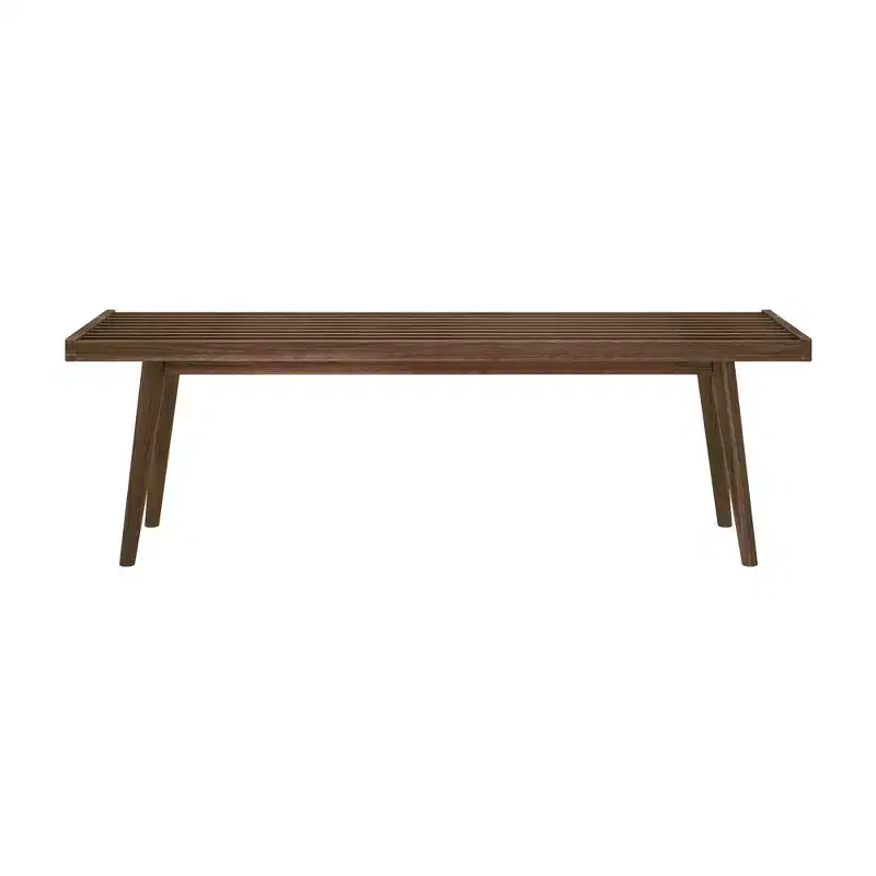 Mid-Century Solid Wood Bench – Black/Clay/Natural/Pecan/Teal/Walnut/White/Yellow – Seats 1