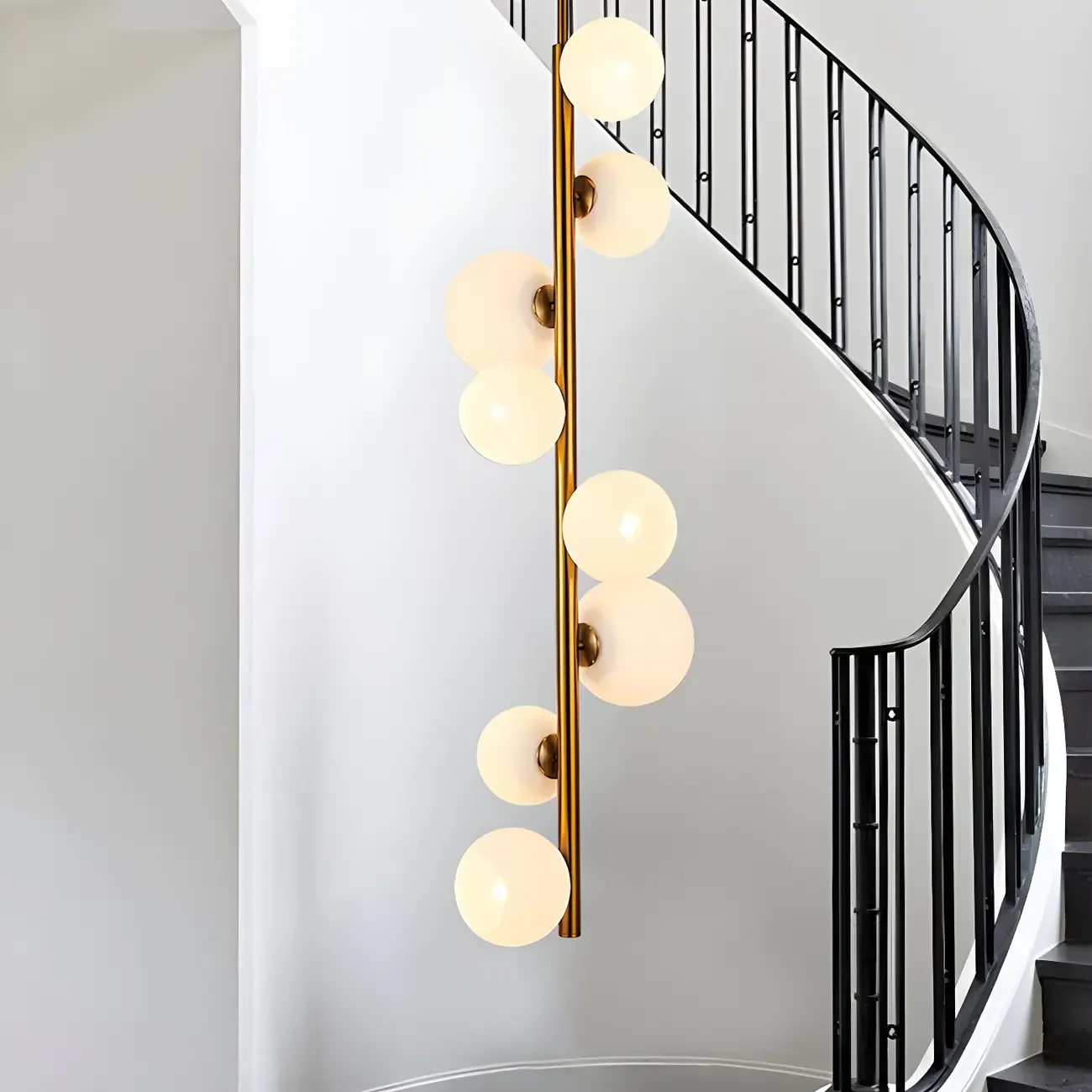 8-Light Modern Brass Multi-Direction Vertical Downrod Chandelier