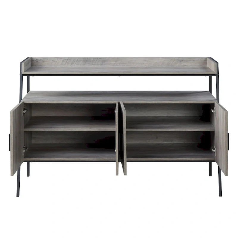 Oak 52  Industrial TV Stand with Shelf & Metal Legs