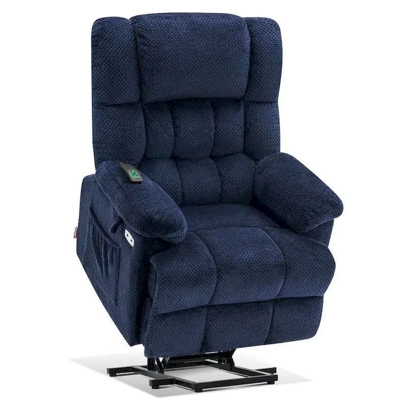 MCombo Power Lift Recliner Chair with Massage, Heat, Adjustable Headrest, Extended Footrest-(PU/Fabric)