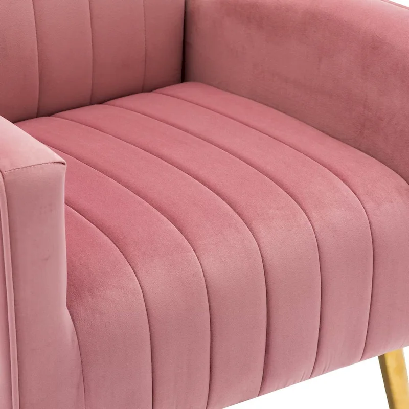 Velvet Comfy Accent Chair Cozy Arm Chair with Wingback and Gold Metal Legs