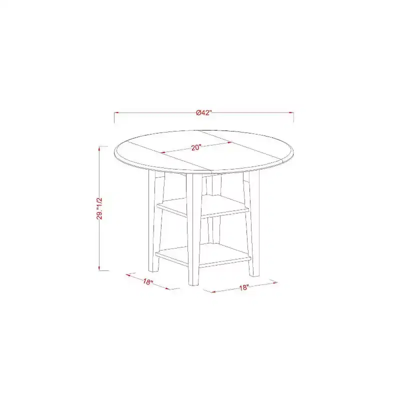 3-Pc Linen White Finish Round Solid Wood Top with Dropleaf Dining Table