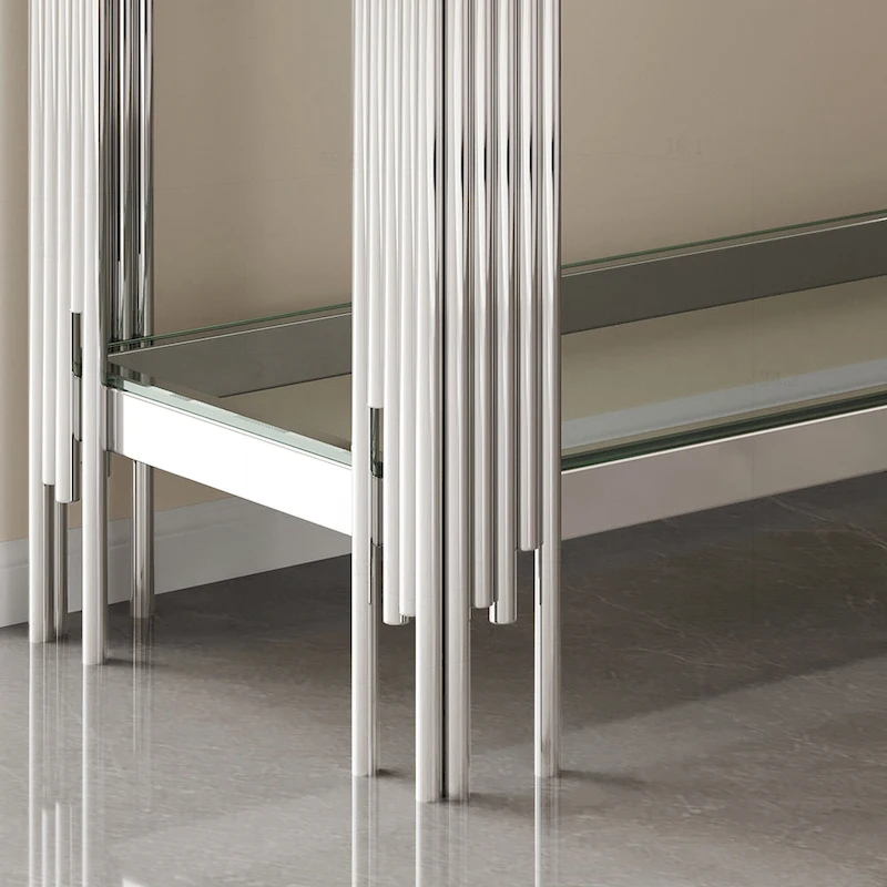 Sophisticated Double-Layer Tempered Glass Console Table