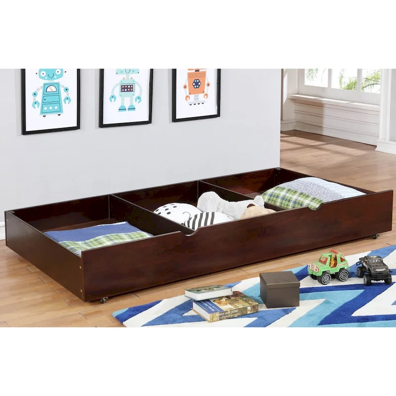 Bays Transitional Twin Wood Underbed Trundle with Casters by Furniture of America