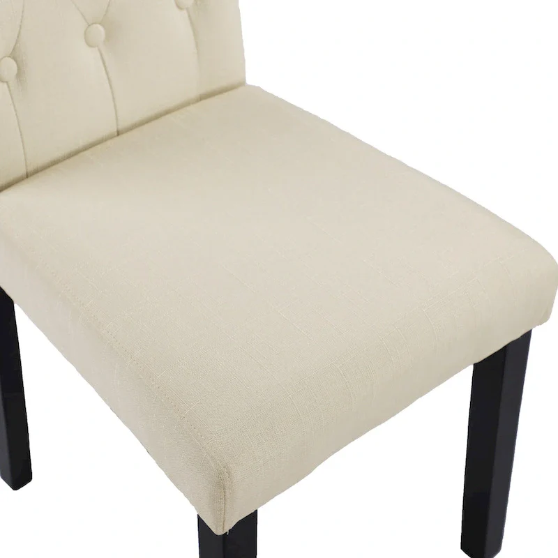 Fabric Upholstery Button Tufted Dining Chairs Set of 2