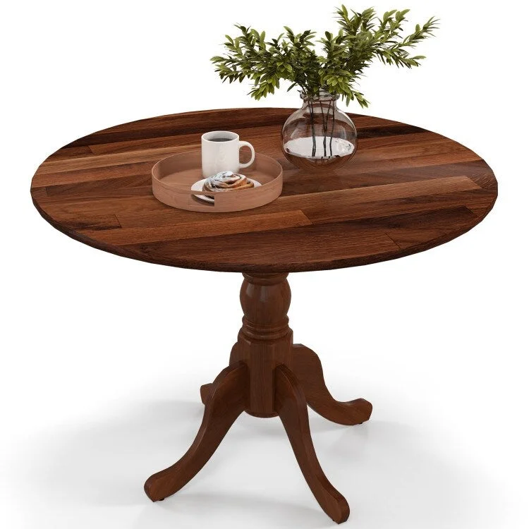 Wooden Dining Table with Round Tabletop and Curved Trestle Legs - 39.37 x 39.37 x 28.74