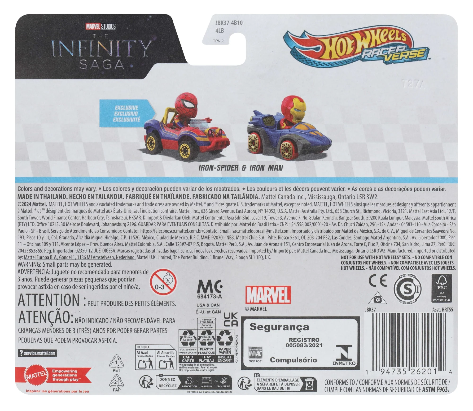 Hot Wheels RacerVerse Veículo de Brinquedo Homem de Ferro e Aranha de Ferro