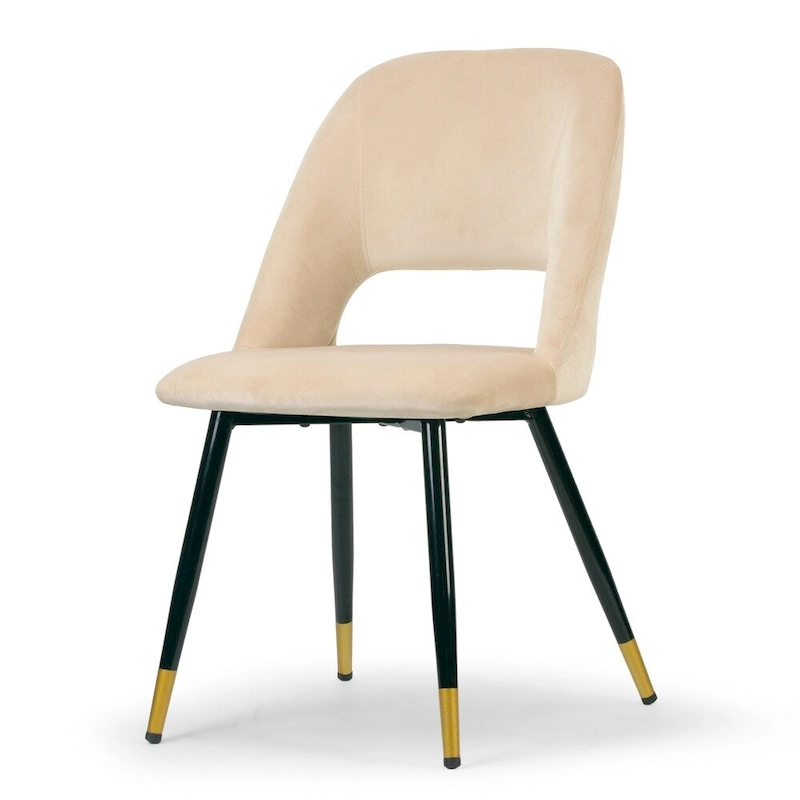 Set of 2 Ania Beige Velvet Dining Chair with Golden Accented Legs