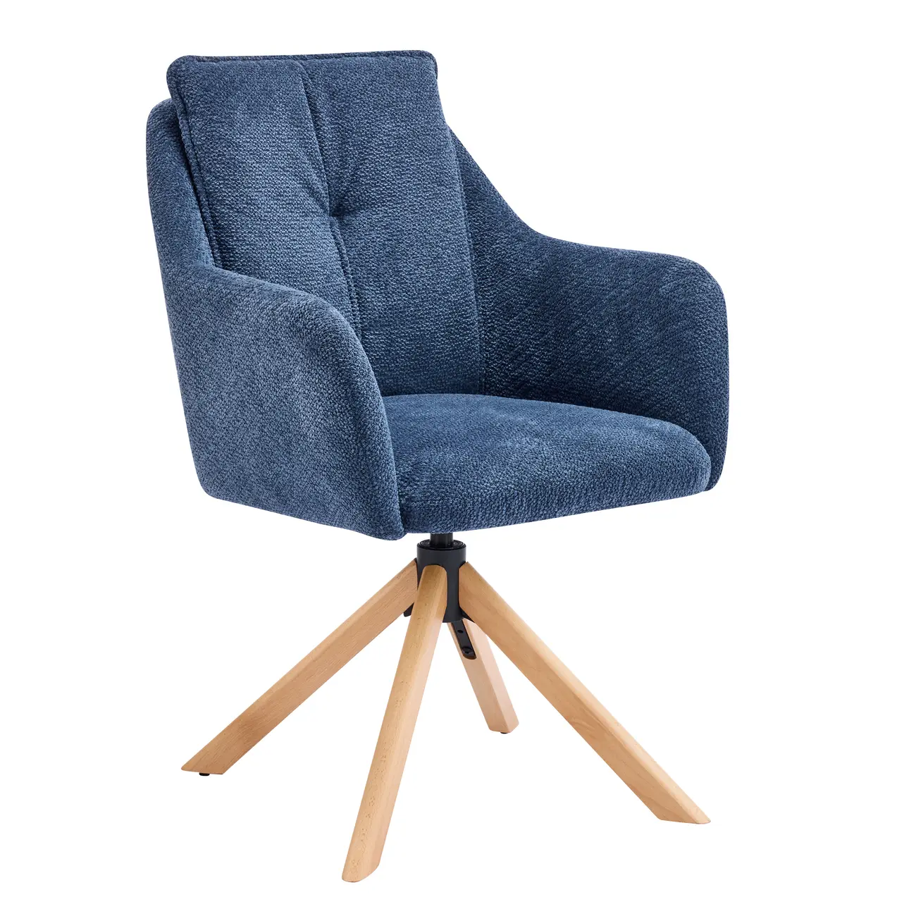 Swivel Blue Fleece Upholstered Dining Chairs Set Of 2