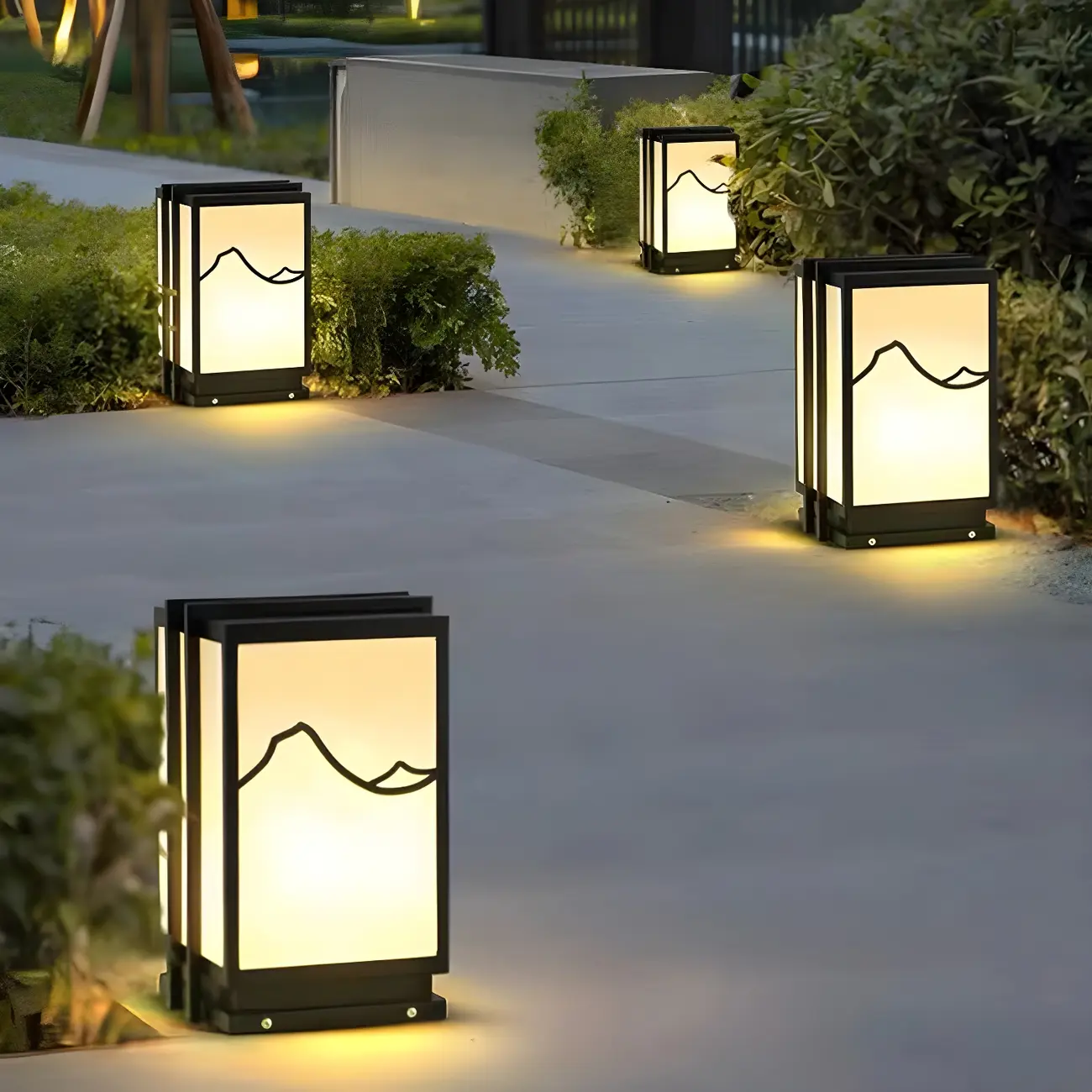 Sophisticated Rectangle Vertical White Shade Post Cap Light