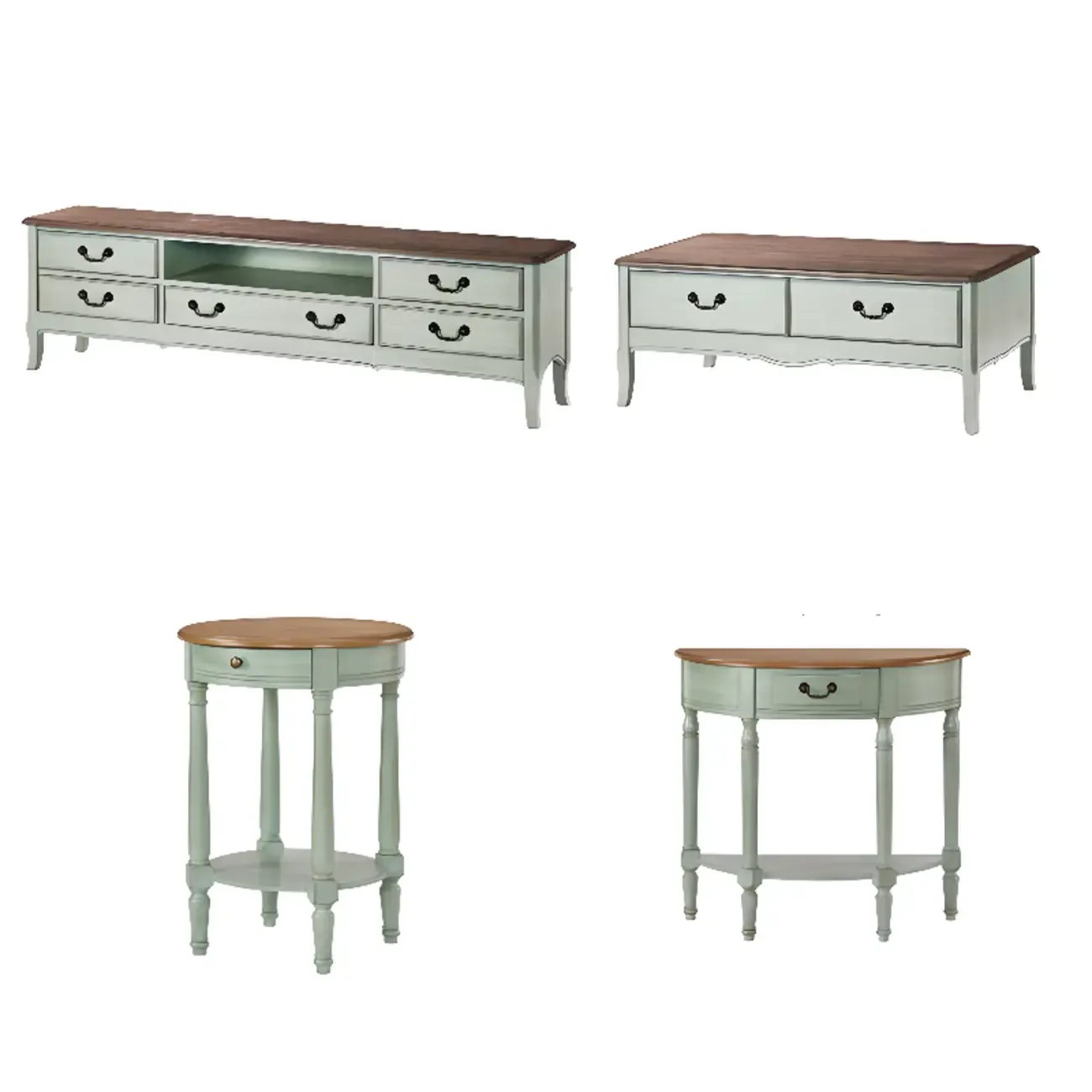 Green Modern Wood Cable Management TV Stand with 5-Drawer