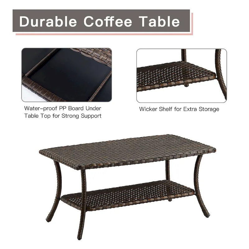 Pocassy 4-Piece Patio Wicker Conversation Sofa Set