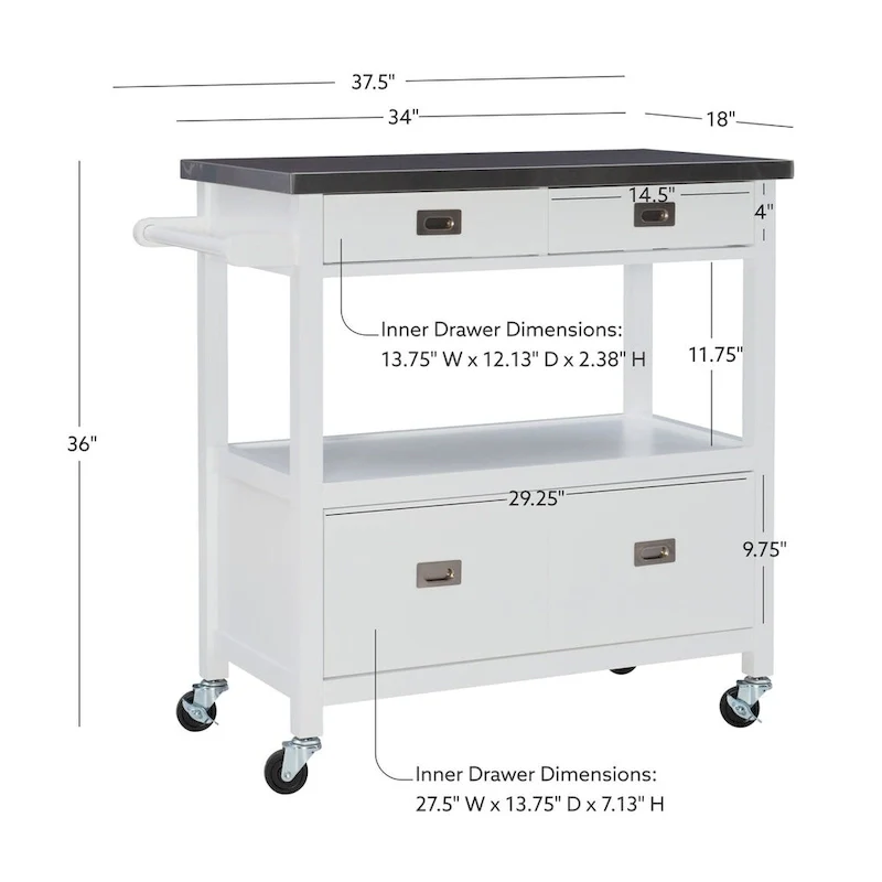 Julianna Stainless Steel Kitchen Cart