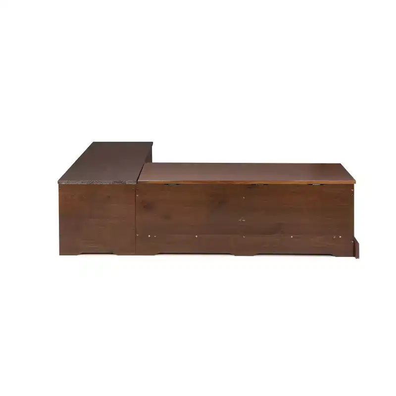 3pc Colby L Shaped Bench and Backless Nook Dining Set Brown - Linon: Wood Frame, 5-Seater, Trestle Base