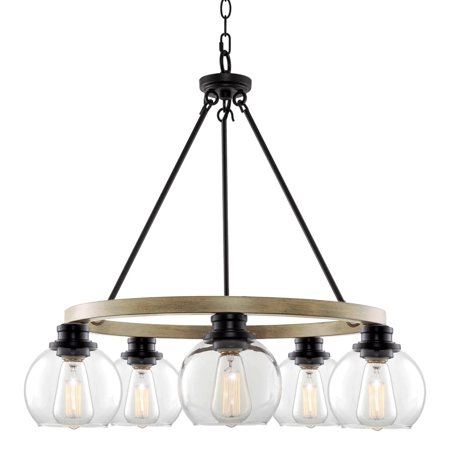 Elwood 25 5-Light Industrial Rustic Farmhouse Wagon Wheel Chandelier