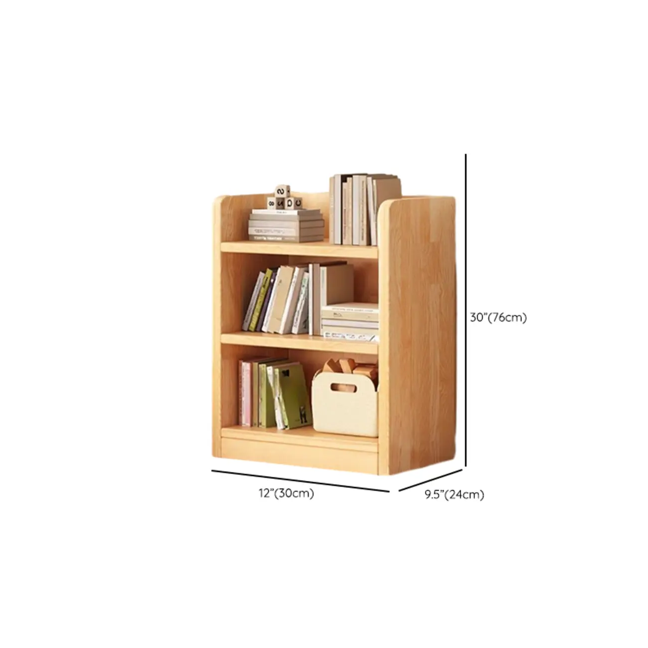 Narrow Vertical Modern Wooden Bookcase in Natural Finish