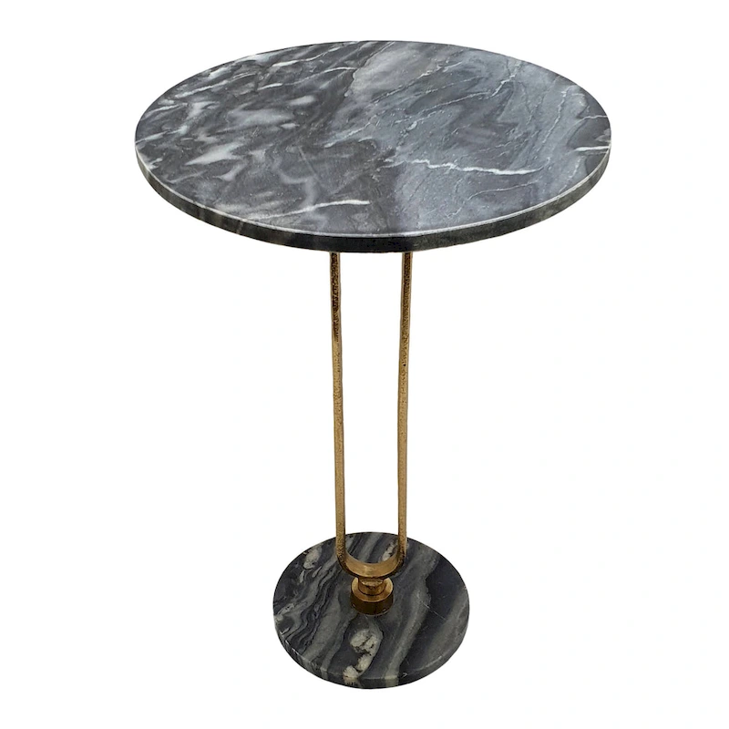 A&B Home Alexus Oval Steam Marble Table - Black/Gold