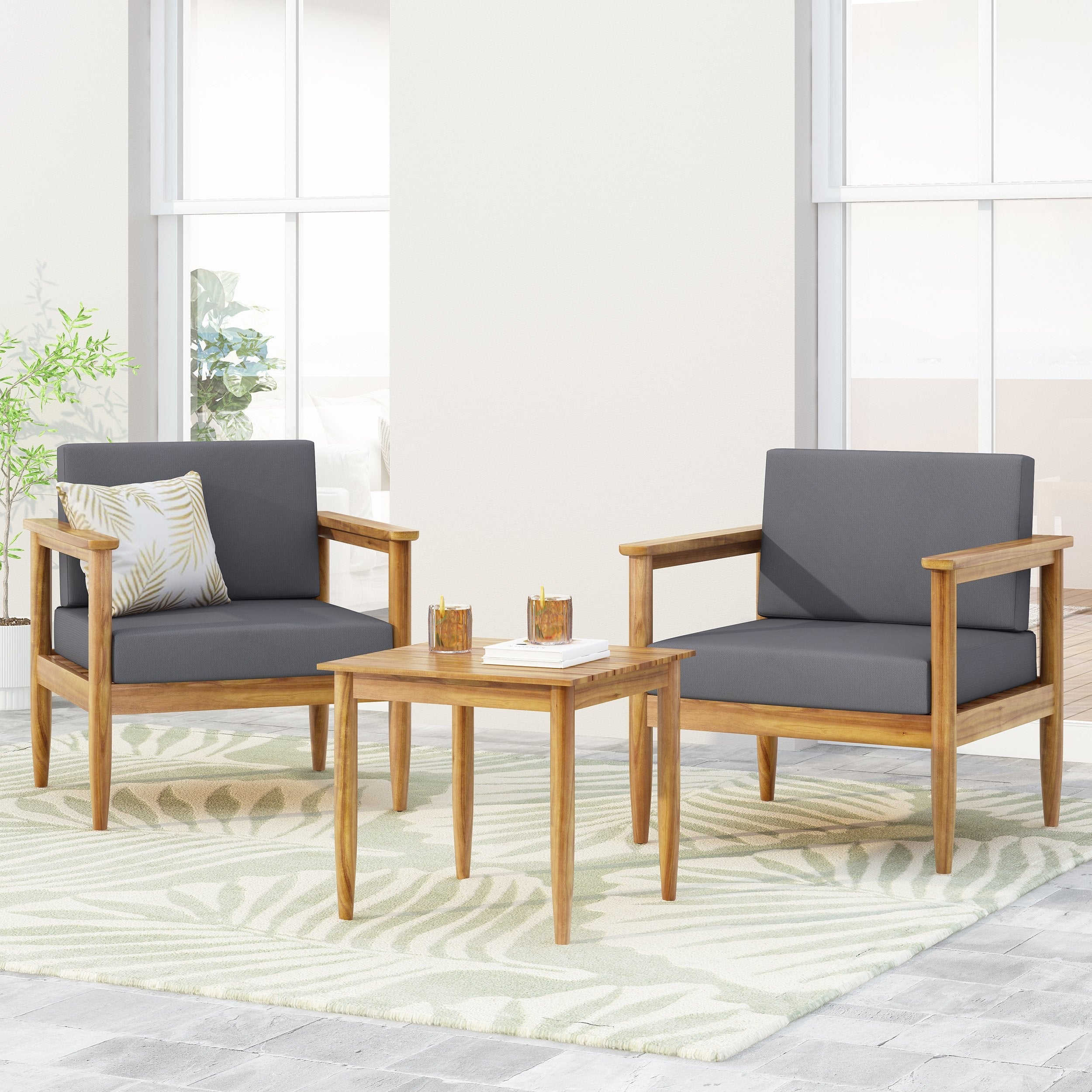 Outdoor Acacia Wood 2 Seater Chat Set - NH026313