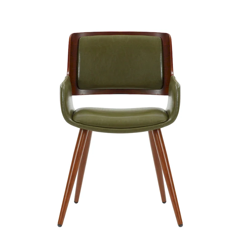 Faux Leather Mid-Century Dining Chair with Metal Legs