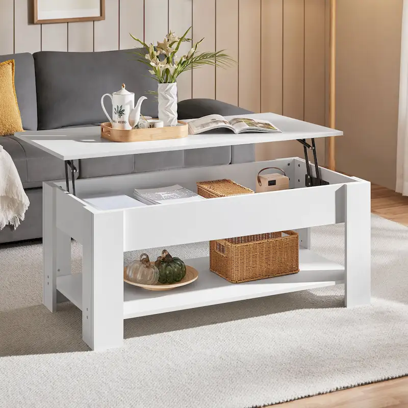 Yaheetech 47.5 Lift Top Coffee Table, Hidden Compartment/ Open Shelf