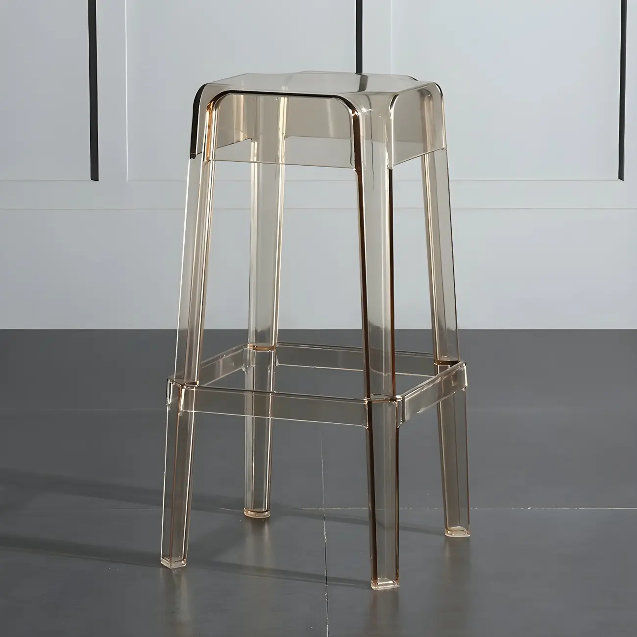Modern Acrylic Four Legs Square Counter Bar Stool