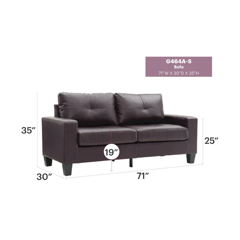 71 in. W Track Arm Faux Leather 3-Seat Sofa