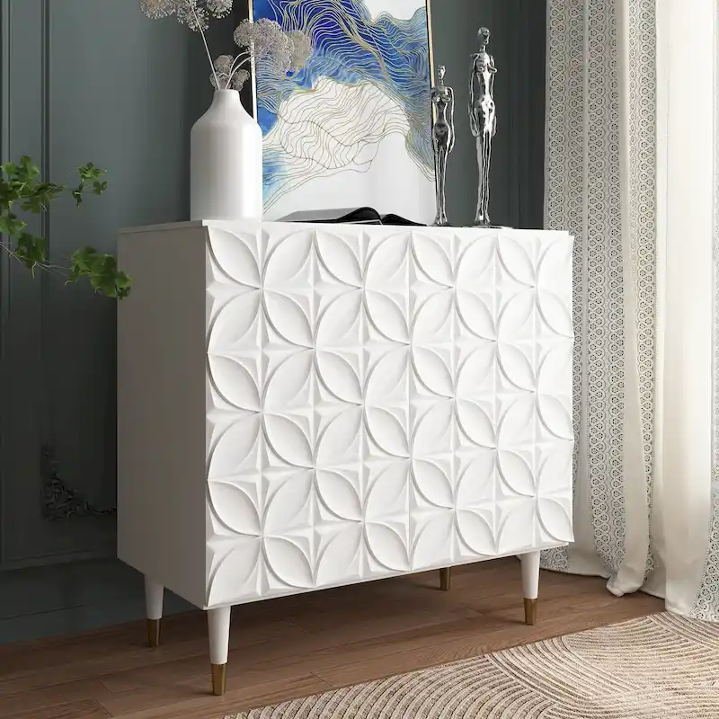 Clihome 2 Door Sideboard Glossy Locker Media Storage Accent Cabinet