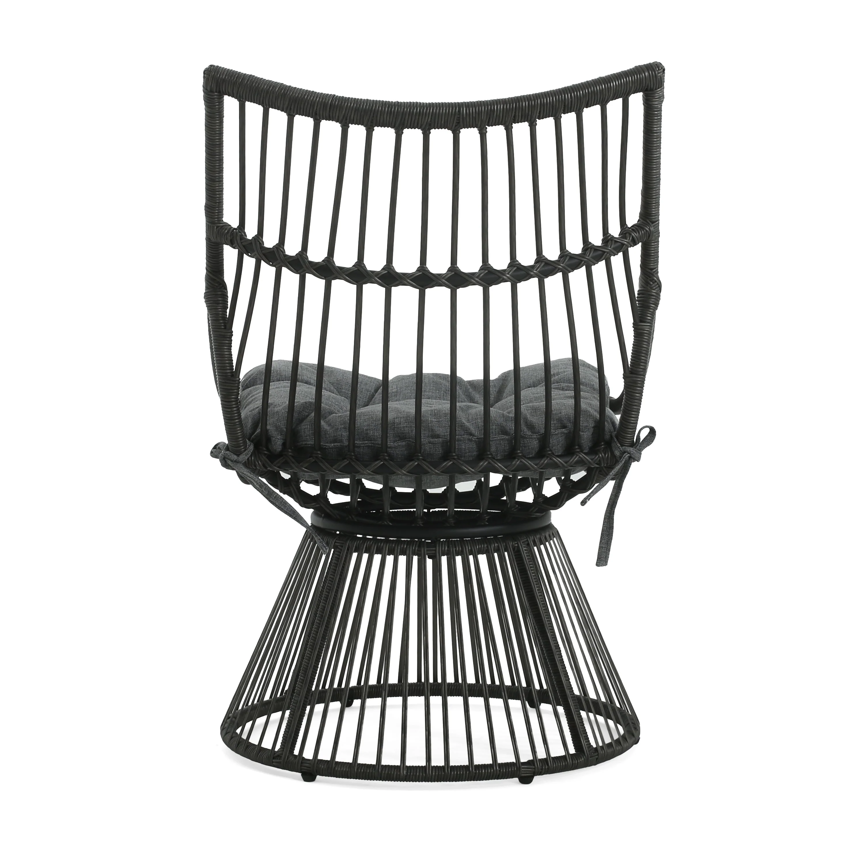 Modern Wicker High Back Chair & Side Table Set