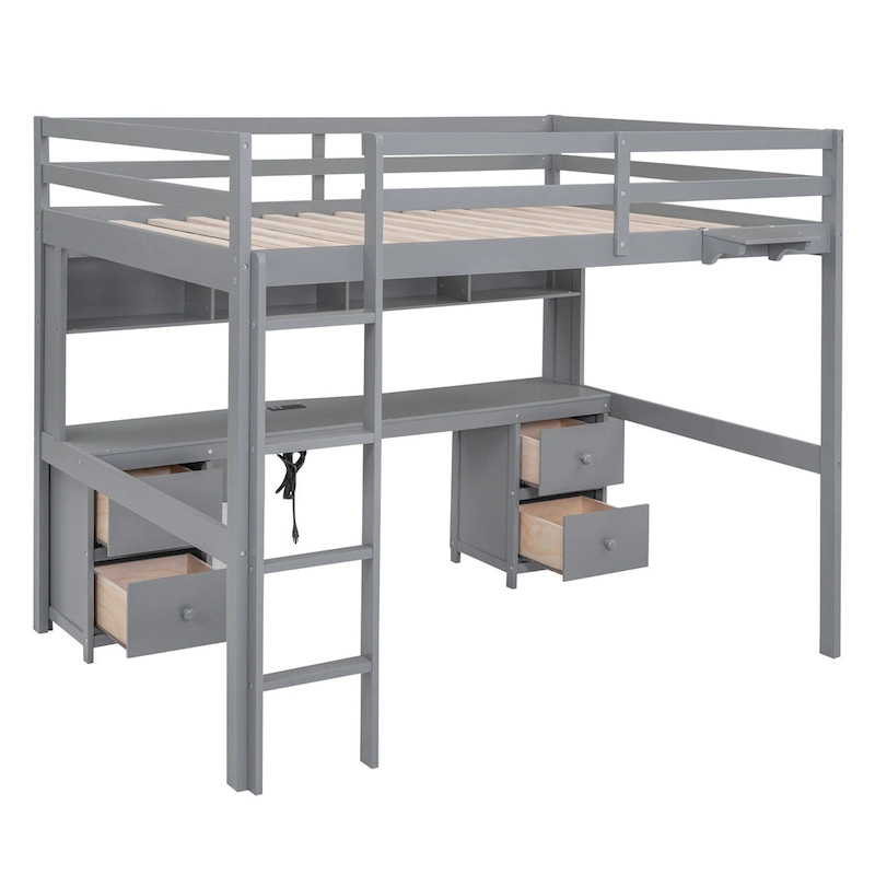 Loft Bed with Desk, Cabinets