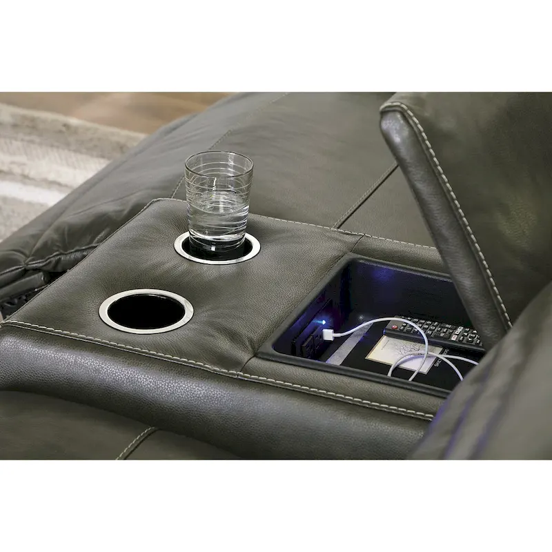 Signature Design by Ashley Center Line Dark Gray 7-Piece Power Reclining Sectional - 138.25W x 138.25D x 35H